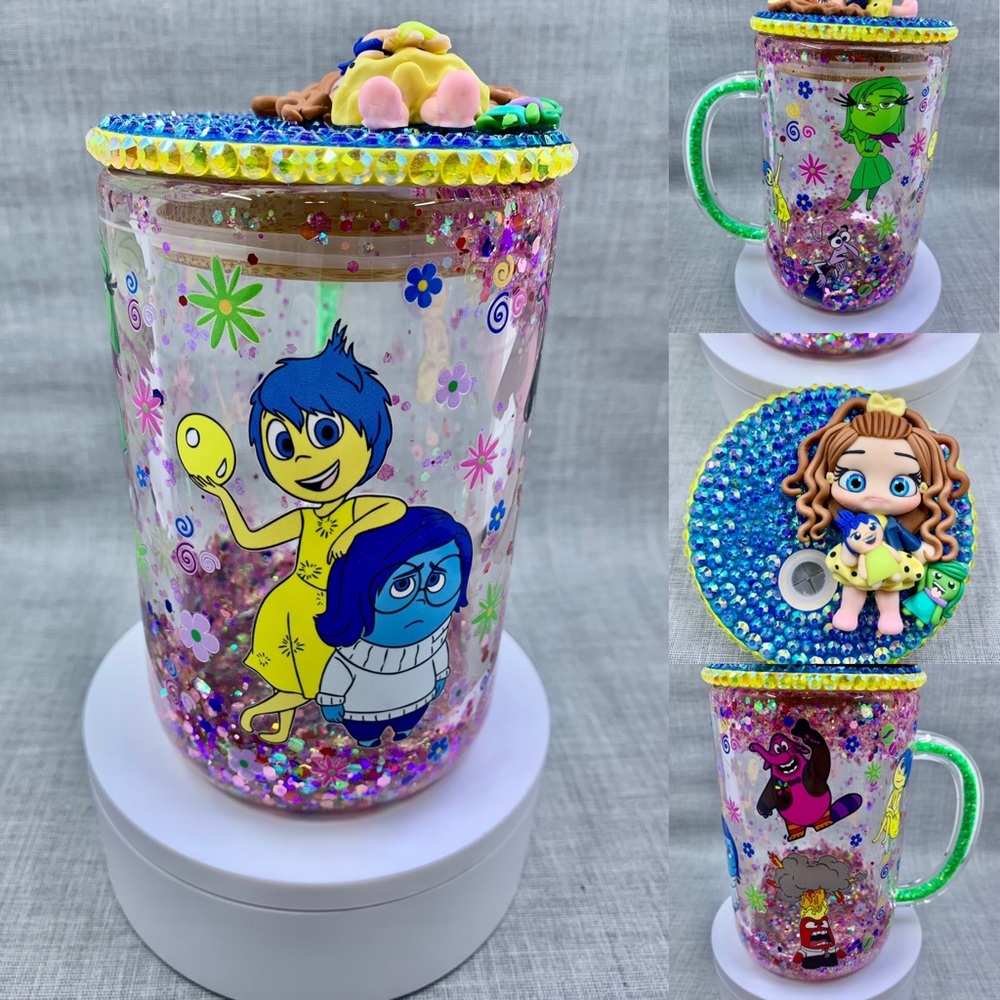 Inside out snowglobe mug with rhinestone lid